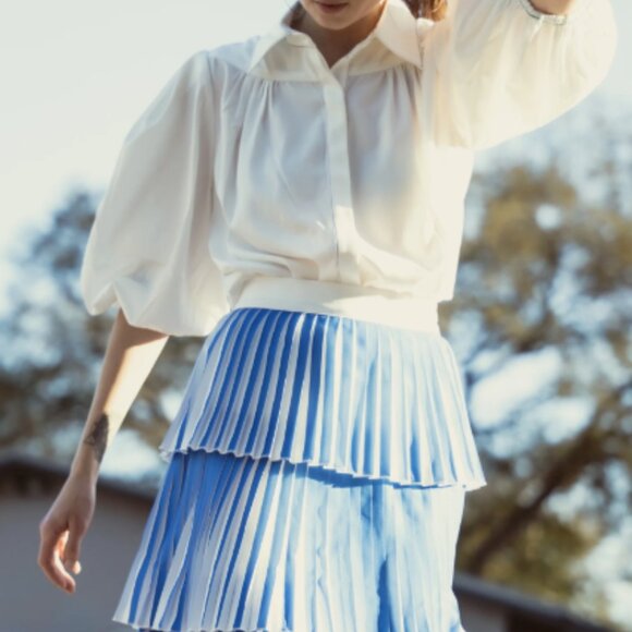 Mima Rosso Layered Pleated Skirt - Picture 2 of 8